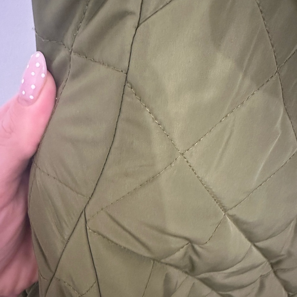 & Other Stories Long Green Quilted Coat - Picture 7 of 7